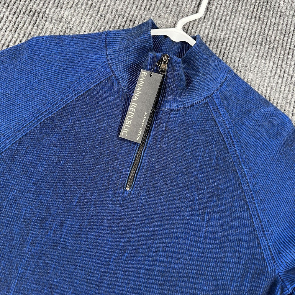 Banana Republic Supima Cotton Pullover Mens Small Blue Long Sleeve 1/4 Zip Sweat